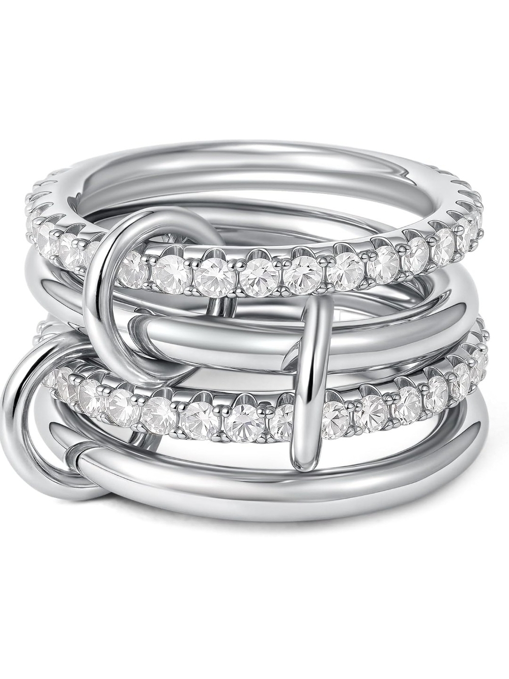 Multi-Row Crystal Stackable Ring